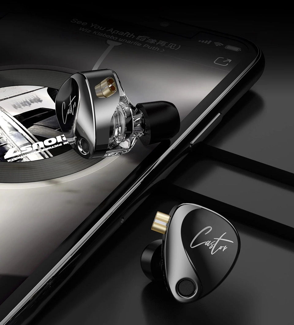 Вакуумні навушники KZ Castor Bass Hi-Fi дротові IEM з подвійним динамічним драйвером